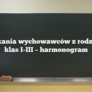 Spotkania wychowawców z rodzicami klas I-III – harmonogram