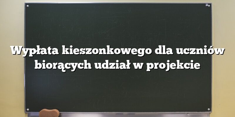 Wypłata kieszonkowego dla uczniów biorących udział w projekcie